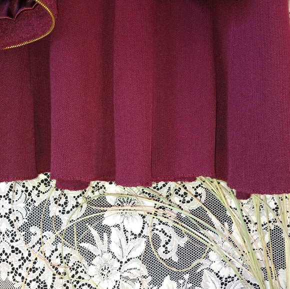 Louis Dell Olio burgundy maroon skirt set wool blend vintage zipper around edges - Picture 7 of 9